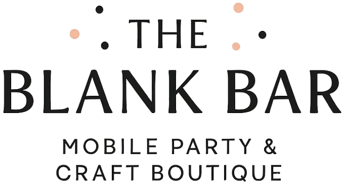 Logo of The Blank Bar with text 'The Blank Bar Mobile Party & Craft Boutique' on a light background.