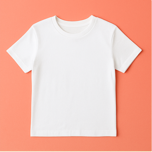White t-shirt on a peach background